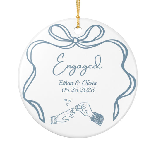 First Christmas Engaged Ornament, Personalized Engagement Gift for Couples, Custom Engagement Christmas Keepsake, Engaged Christmas Ornament