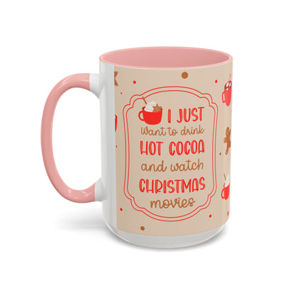 Festive Accent Coffee Mug, Holiday Gift, Hot Chocolate Lover, Christmas Decor, Winter Vibes, Cozy Mugs, Gift for her