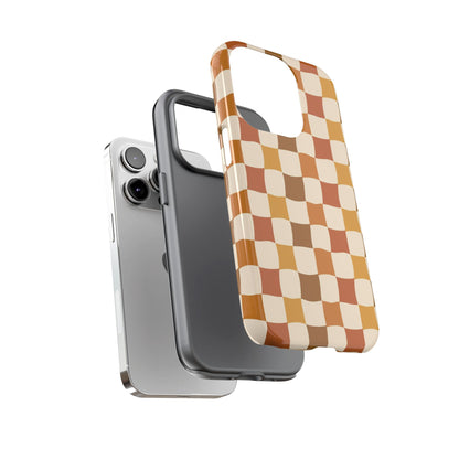 Boho Checked Phone Case, Checkerboard Design, Durable Protection, Phone Cover, Phone case For iPhone and Samsung, Trendy Phone Cover