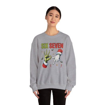 Funny Six Seven Christmas Sweatshirt | Santa Hands Holiday Crewneck | Cozy Pink Christmas Sweater for Men Women | Festive Holiday Gift