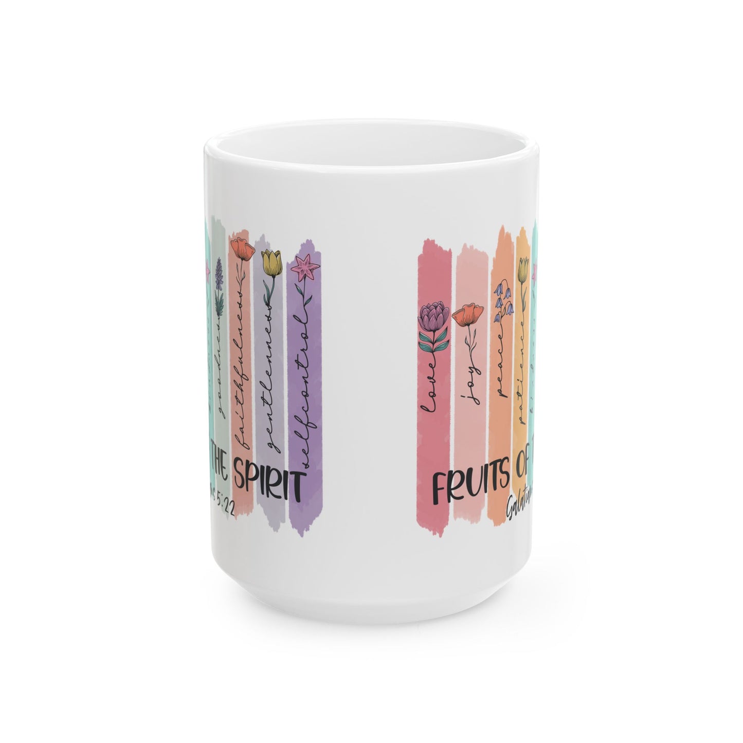 Fruits of the Spirit Mug | Floral Brushstroke Bible Verse Ceramic Mug | Religious Mug | Christmas Mug | Gift For Friend