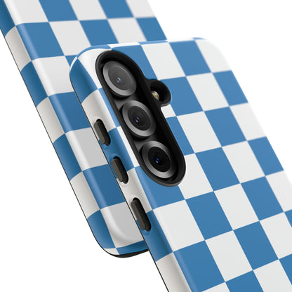 Blue Checkerboard Phone Case, Samsung Galaxy S25, S25 Plus, S24, S24 Plus, S24 Ultra, S23, S22, S22 Plus, S21 Ultra, S21 FE, S20+