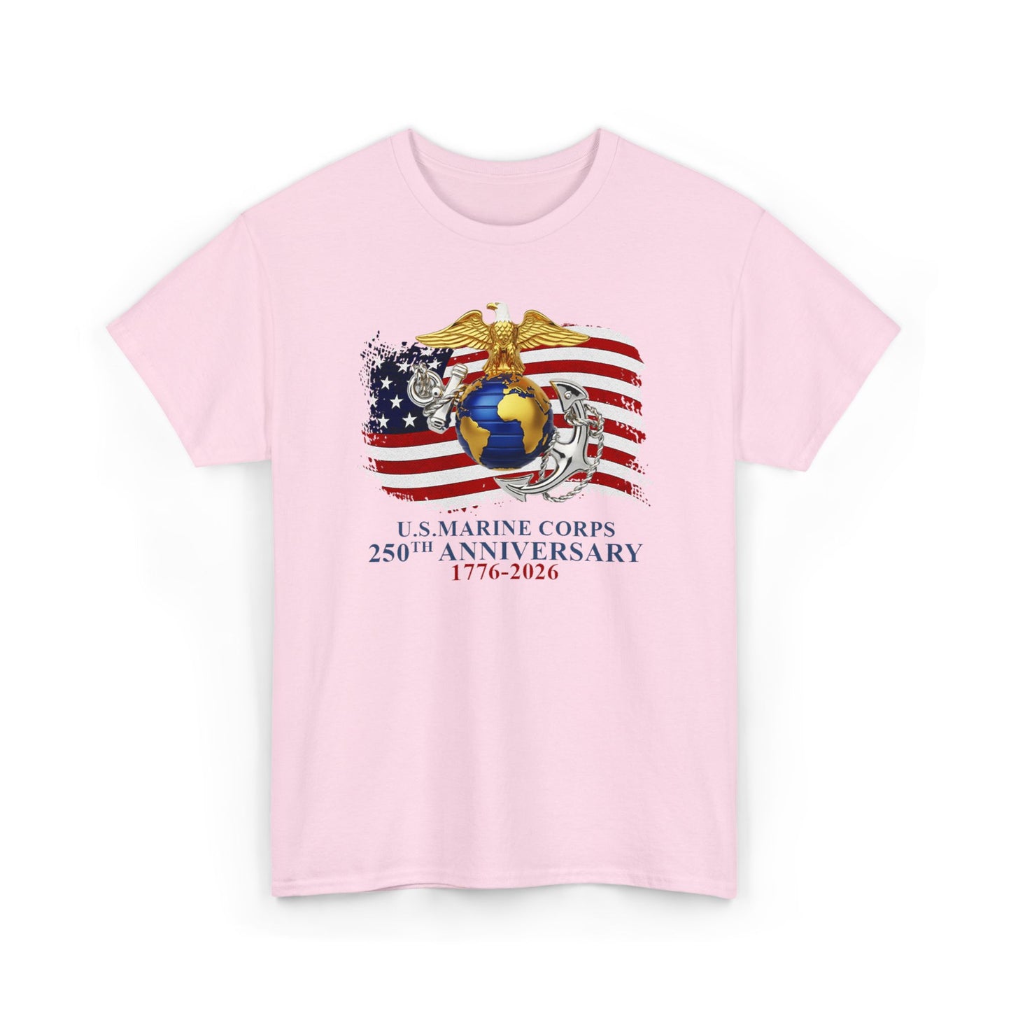 US Marine Corps 250th Anniversary T-Shirt Eagle, Globe Anchor with American Flag (1776-2026)