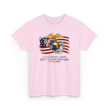 US Marine Corps 250th Anniversary T-Shirt Eagle, Globe Anchor with American Flag (1776-2026)