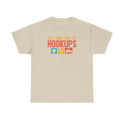 Just Here For The Hookups Shirt, Camping Fishing T-Shirt, Funny RV Camper Tee, Outdoors Graphic Tee, Campfire Gift for Men Women