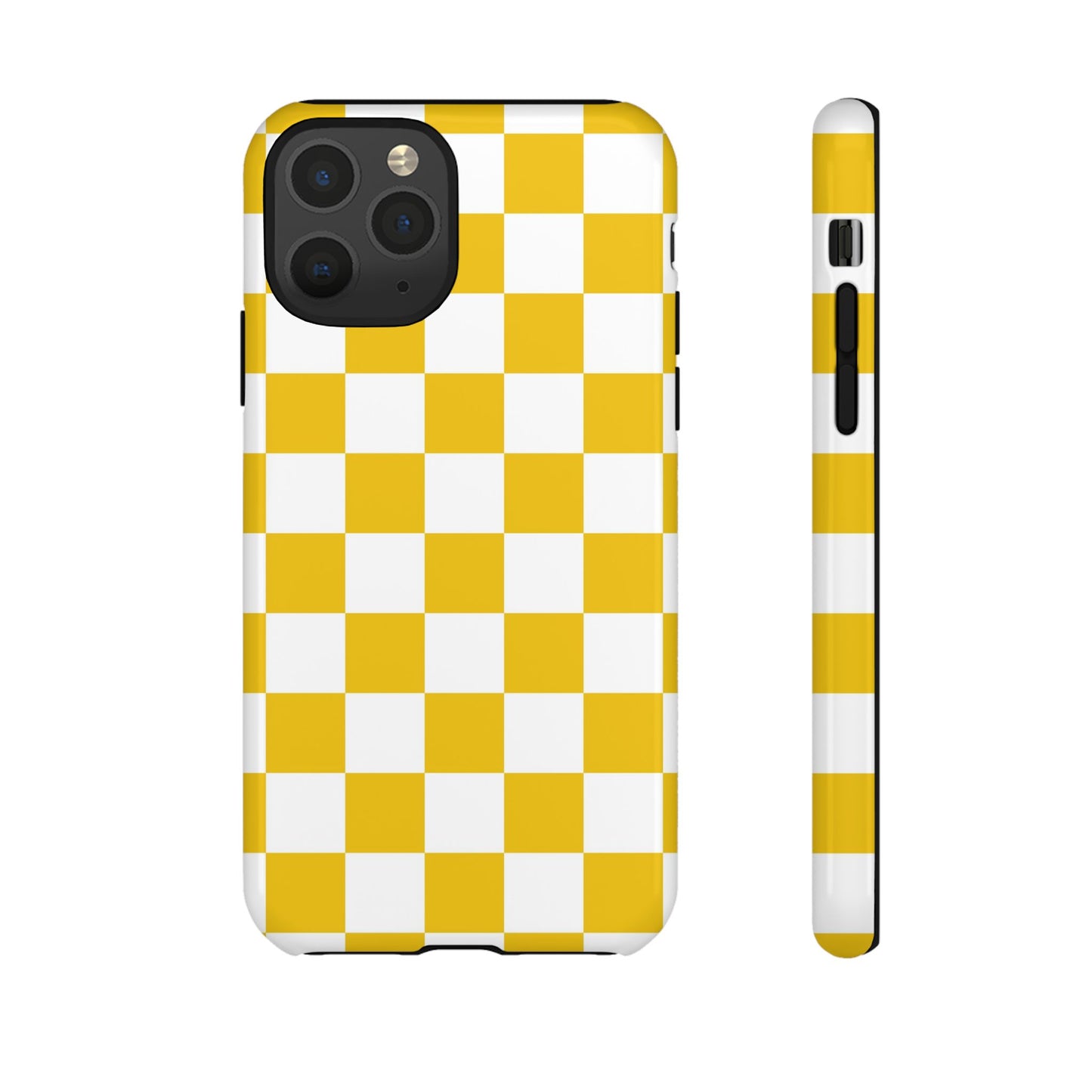 Yellow Checkered Phone Case - iPhone 17 Pro, 17, 16, 15, 14, 13, 12, 11, X, XR, XS MAX, Gift for Friends