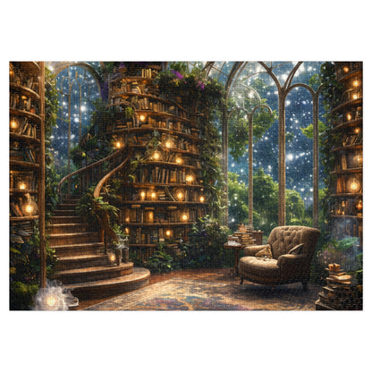 Dream Library, Magical Greenhouse, Jigsaw Puzzles, Star Filled Sky Library Reading Garden Lounge Room, Starry Night View, 500 Or 1000