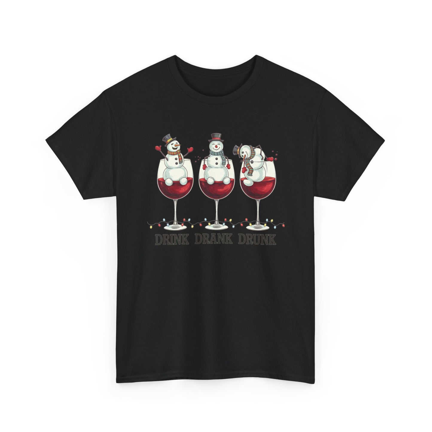 Drink Drank Drunk Christmas Shirt | Funny Holiday Wine Shirt | Snowman Christmas Tee | Drinking Humor Gift for Friends
