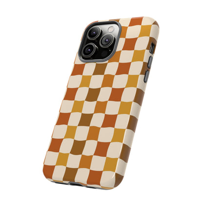 Boho Checked Phone Case, Checkerboard Design, Durable Protection, Phone Cover, Phone case For iPhone and Samsung, Trendy Phone Cover