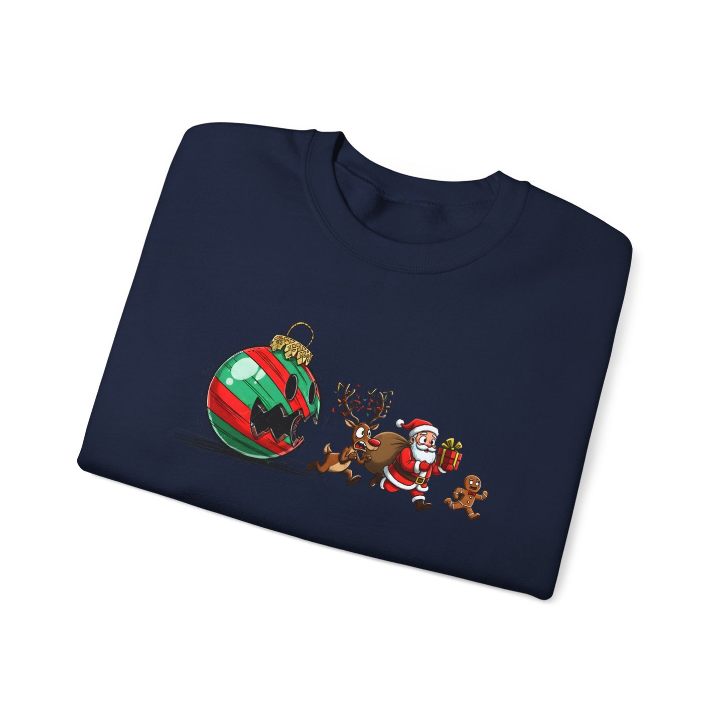 Funny Santa Running Christmas Sweatshirt | Cute Holiday Crewneck | Santa Reindeer Gingerbread Sweater | Christmas Gift