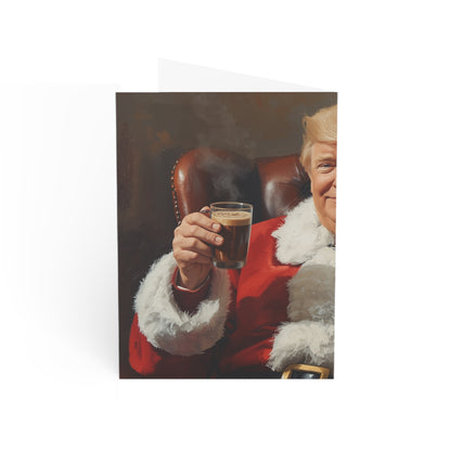 Santa Portrait Holding Drink Greeting Card, Funny Vintage Christmas Card, Retro Holiday Card, Santa Toast Card, Festive Gift Note