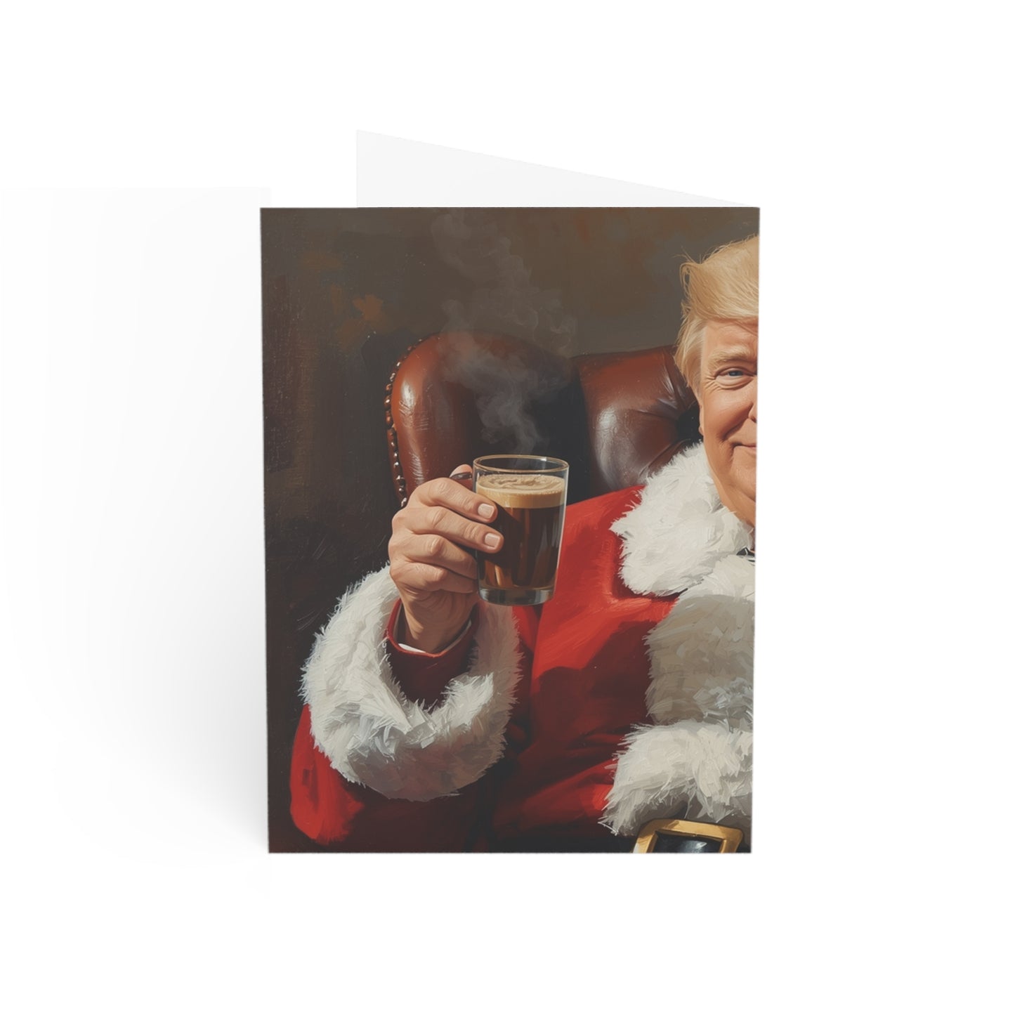 Santa Portrait Holding Drink Greeting Card, Funny Vintage Christmas Card, Retro Holiday Card, Santa Toast Card, Festive Gift Note