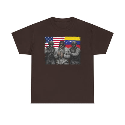 American and Venezuelan Flag Soldiers Tee, Nicolas Maduro Arrest Deportation Photo Tee T-shirt | Political Protest Graphic