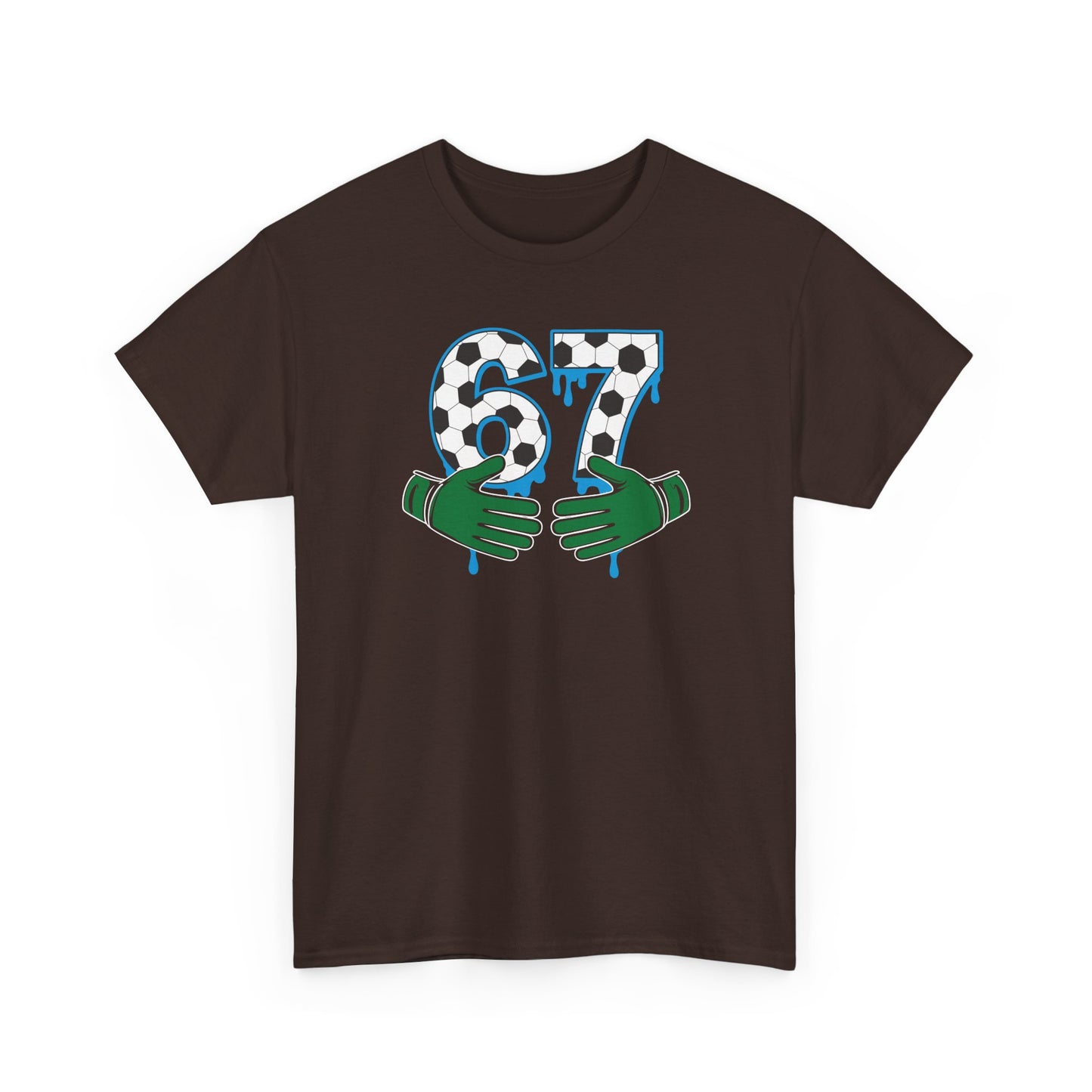 Dripping 97 Number Graphic Tee, Streetwear Checkerboard T-Shirt with Green Hands, Artsy Unisex Cotton Shirt