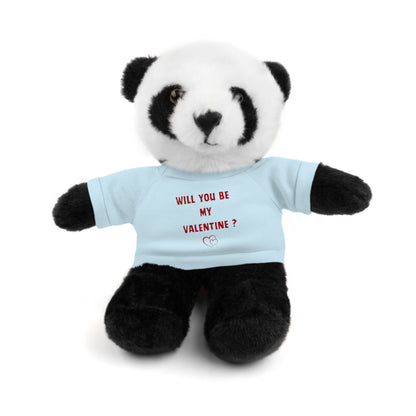 Will You Be My Valentine ? Teddy Bear, Plush Animal with T-Shirt, Cute Valentine's Day Gift, Stuffed Bear for Kids or Love