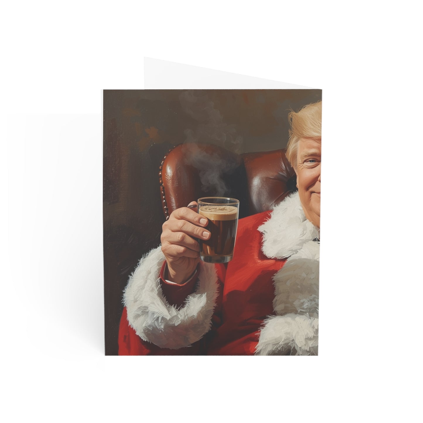 Santa Portrait Holding Drink Greeting Card, Funny Vintage Christmas Card, Retro Holiday Card, Santa Toast Card, Festive Gift Note