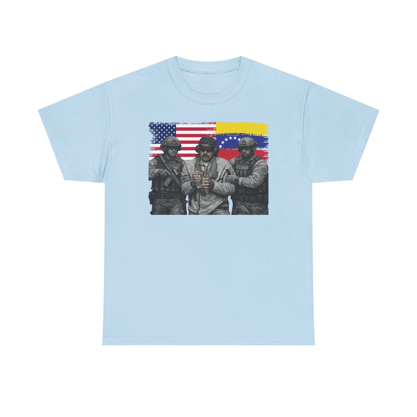 American and Venezuelan Flag Soldiers Tee, Nicolas Maduro Arrest Deportation Photo Tee T-shirt | Political Protest Graphic