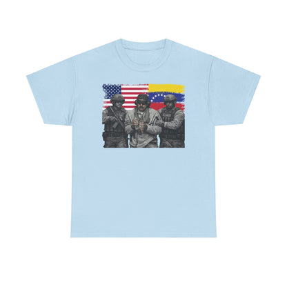 American and Venezuelan Flag Soldiers Tee, Nicolas Maduro Arrest Deportation Photo Tee T-shirt | Political Protest Graphic