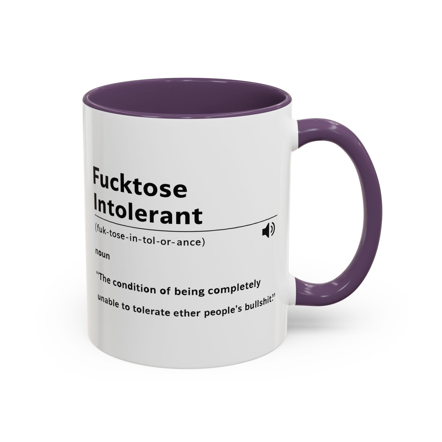 Fucktose Intolerant Definition Mug, Funny Accent Coffee Mug 11oz 15oz, Sarcastic Adult Humor Mug, Gag Gift for Friends