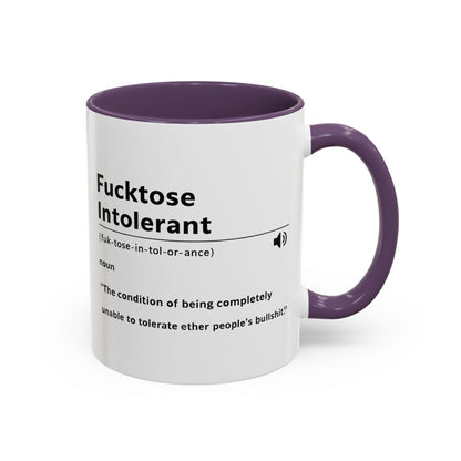 Fucktose Intolerant Definition Mug, Funny Accent Coffee Mug 11oz 15oz, Sarcastic Adult Humor Mug, Gag Gift for Friends