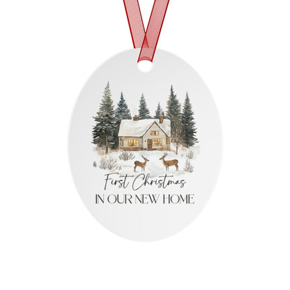 Personalized Christmas Ornaments, First Christmas in Our New Home, Ceramic Christmas Decor, Gift for Couples, Family Keepsake