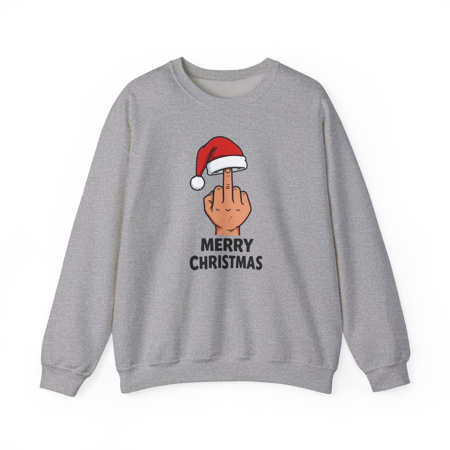 Funny Christmas Sweatshirt, Santa Hat Middle Finger Shirt, Merry Christmas Crewneck, Offensive Holiday Sweater, Funny Xmas Gift