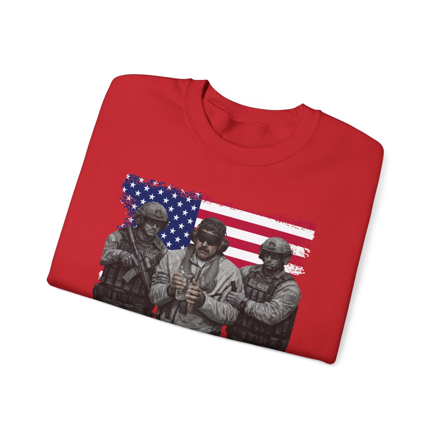 Maduro Captured 2026 Venezuela Libre Sweatshirt, Patriotic Military Graphic Crewneck, American Flag Soldier Tribute, Support Pullover