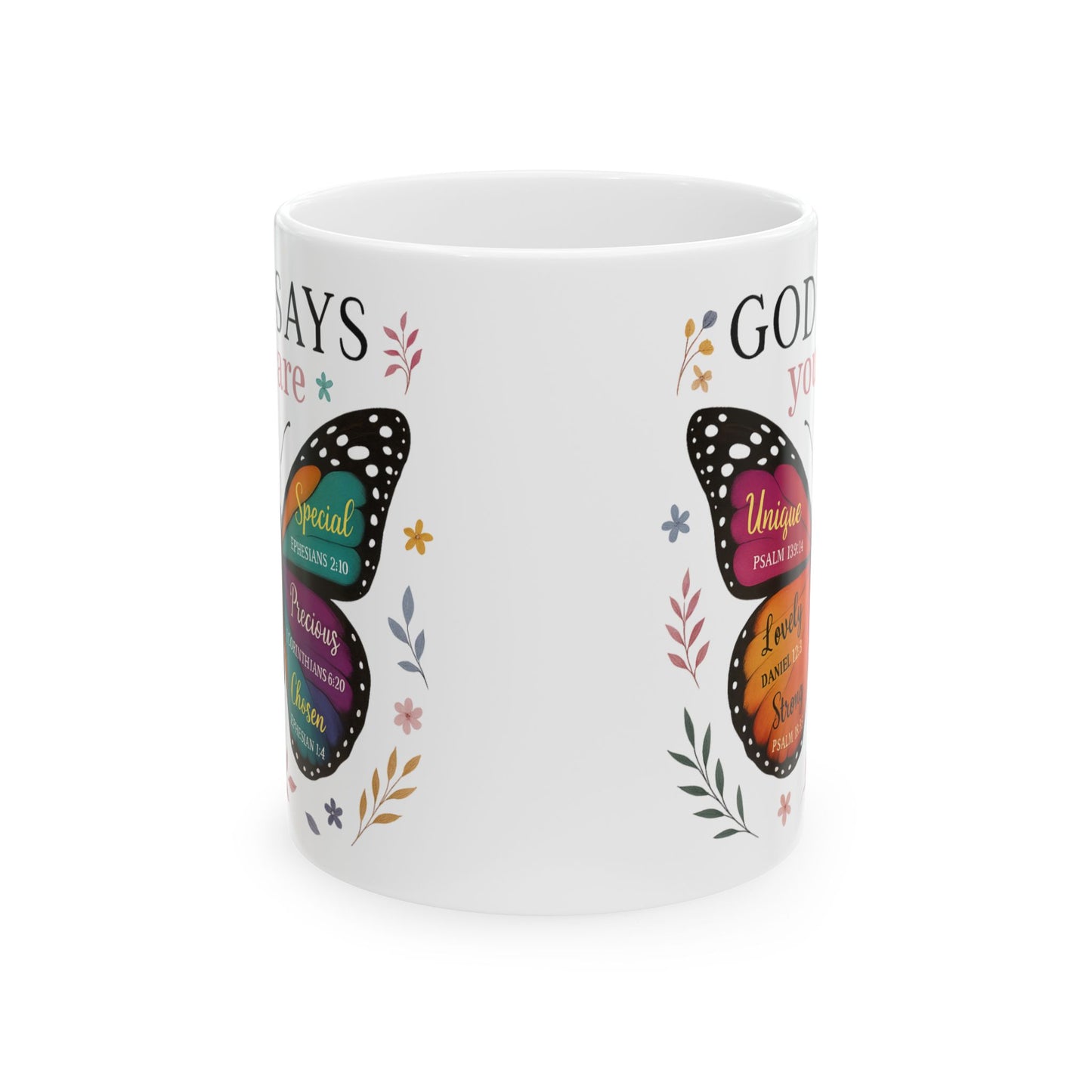 Inspirational Butterfly | Mug God Says You Are | Christian Coffee Cup | Bible Verse Gift for Women | Faith Encouragement