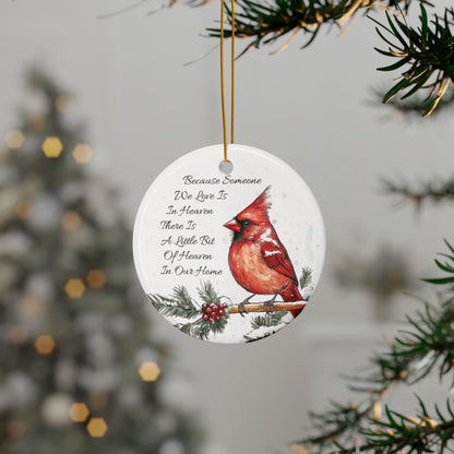 Cardinal Memorial Ornament, Double-Sided Ceramic Remembrance Ornament, Red Cardinal Holiday Keepsake, Sympathy Gift for Loved Ones