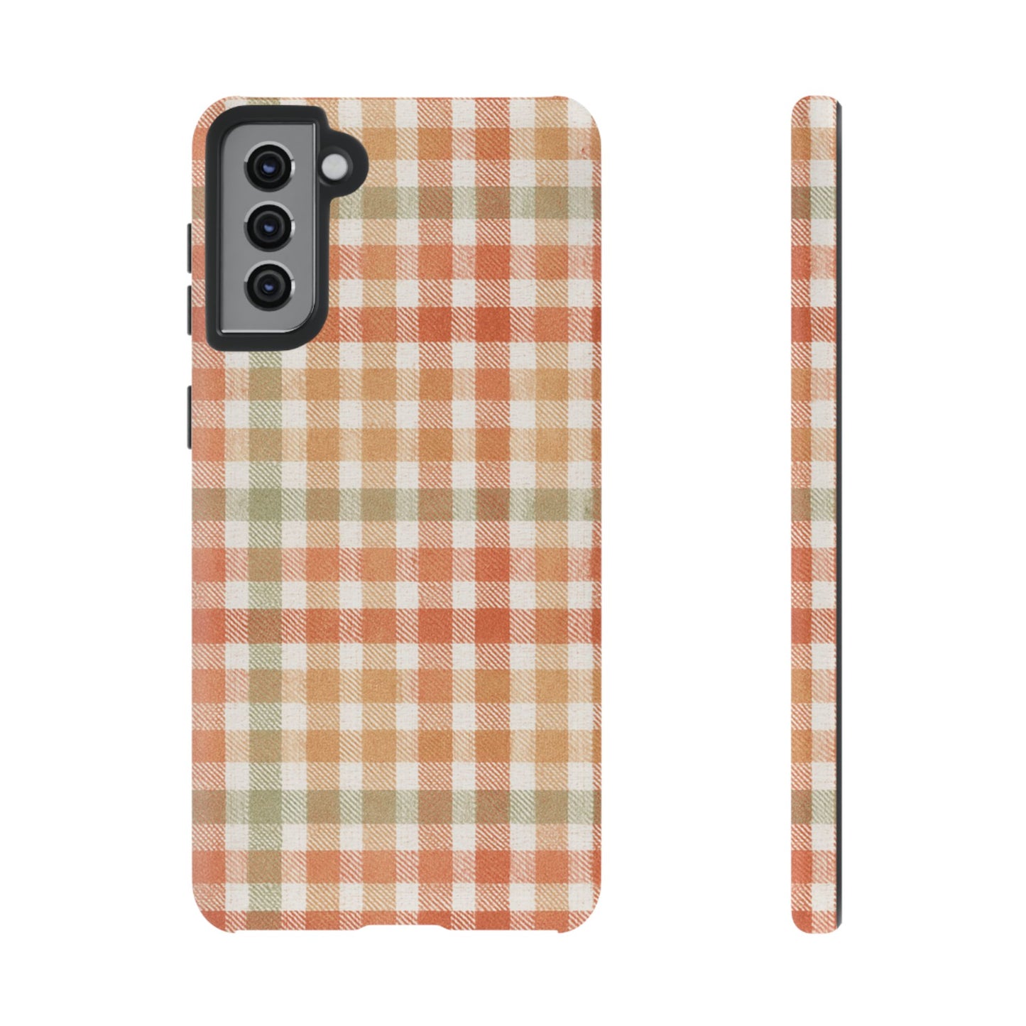 Boho Checkered Phone Case | Neutral Aesthetic Plaid Case | Retro Minimalist Check Design | iPhone Cover | Samsung Cover