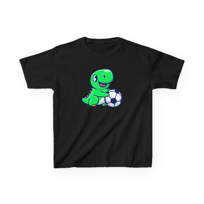 Green Dinosaur Playing Soccer Kids T-Shirt, Cute Dino Soccer Shirt for Boys Girls, Fun Youth Sports Graphic Tee, Football Lover