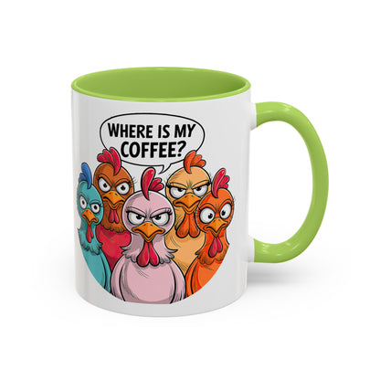 Where Is My Coffee? Chicken Trio Mug | Accent Coffee Mug | Mug for Coffee Lovers | Gift for Coworkers, Friends, and Family