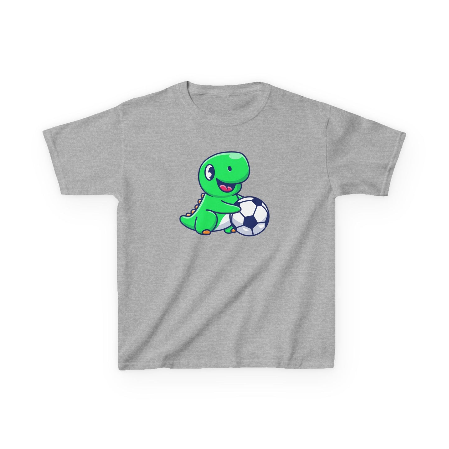 Green Dinosaur Playing Soccer Kids T-Shirt, Cute Dino Soccer Shirt for Boys Girls, Fun Youth Sports Graphic Tee, Football Lover