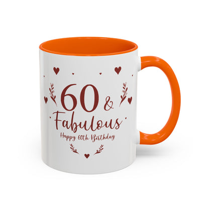 Personalized 60th Birthday Coffee Mug 60 & Fabulous, Birthday Gift, Custom Mug, Fun Coffee Cup, Celebration Drinkware, Personalized Present