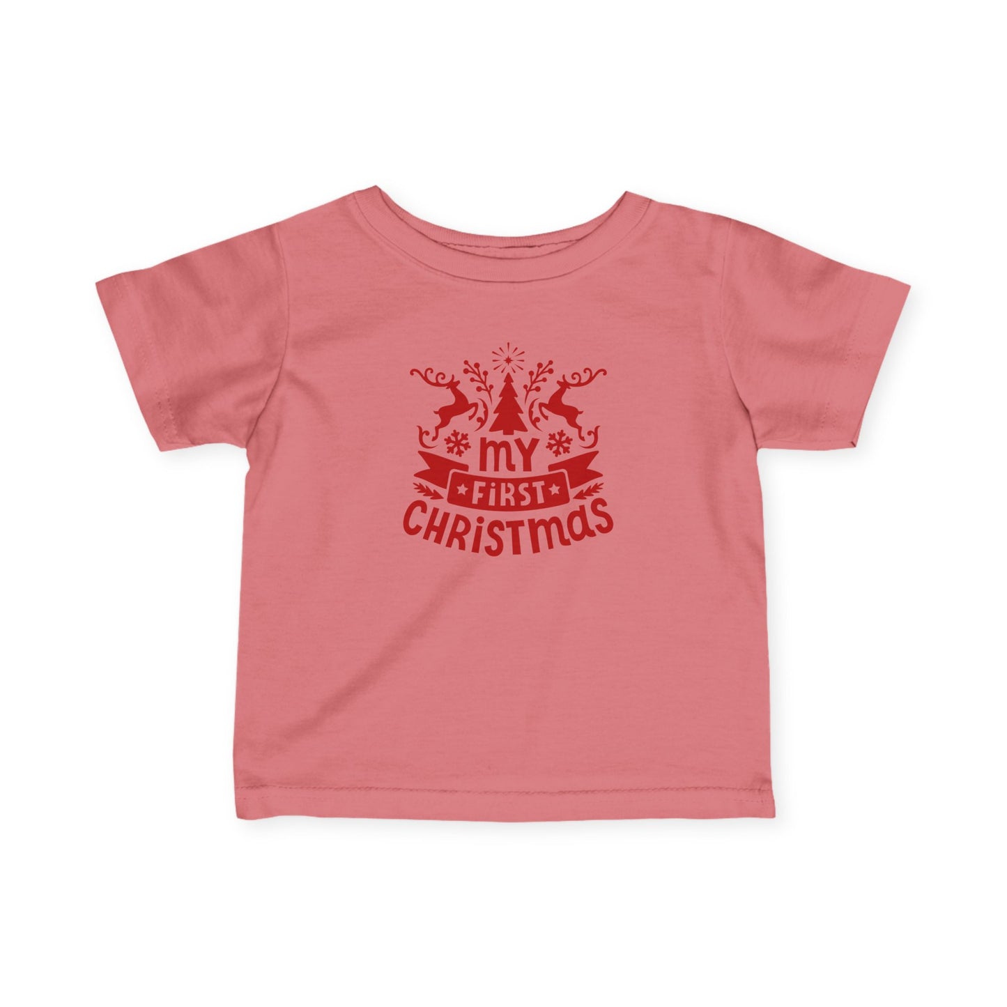 My First Christmas Infant Tee | Baby Christmas Shirt, Red Holiday Graphic | Baby T-Shirt | Baby First Christmas
