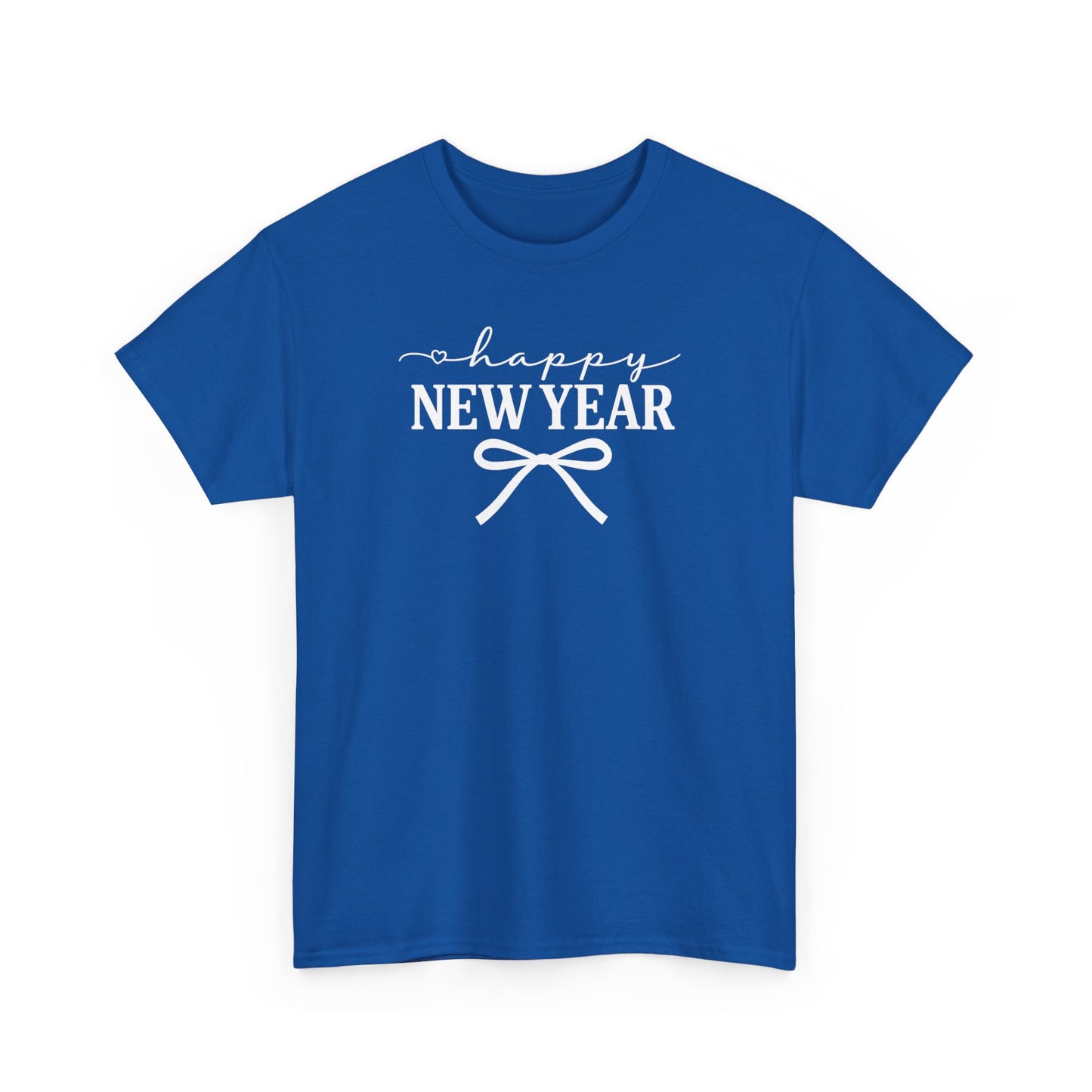 Happy New Year Bow T-Shirt, Minimalist New Year Typography Tee, Holiday Graphic Shirt, New Year's Eve Outfit, Casual Festive Top