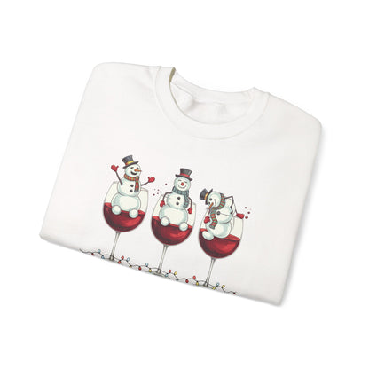 Drink Drank Drunk Christmas Sweatshirt | Funny Wine Lover Holiday Sweater | Snowman Drinking Crewneck | Christmas Gift