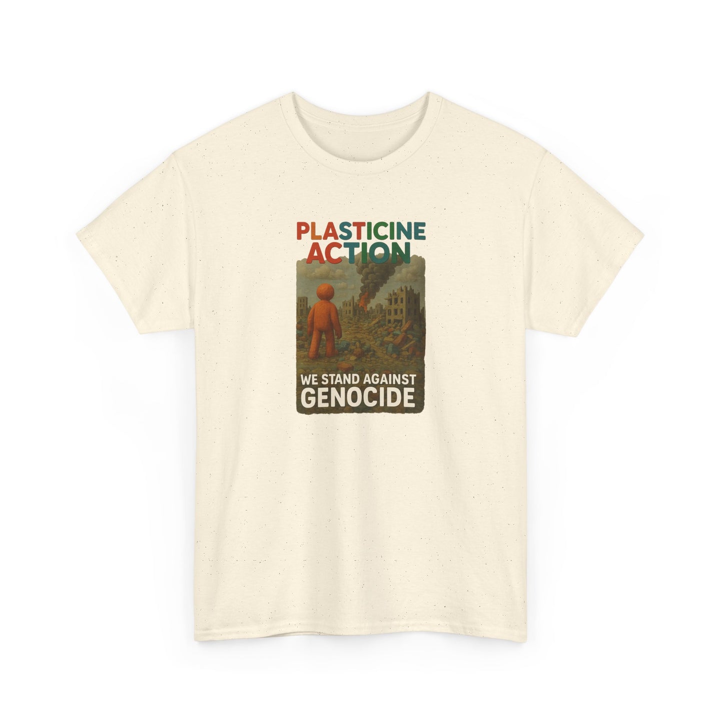 Plasticine Action Heavy Cotton Tee, Stand Against Genocide, Activist Wear, Social Justice Shirt, Awareness Tee, Thought Provoking Apparel