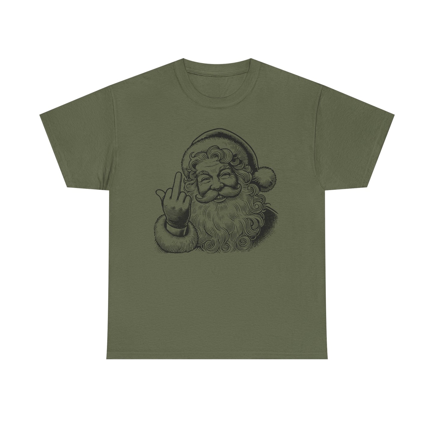 Funny Santa Heavy Cotton Tee, Christmas T-Shirt, Holiday Humor Top, Grumpy Santa Gift, Unisex Graphic Tee - Festive Santa Shirt, Christmas