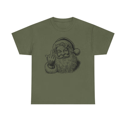 Funny Santa Heavy Cotton Tee, Christmas T-Shirt, Holiday Humor Top, Grumpy Santa Gift, Unisex Graphic Tee - Festive Santa Shirt, Christmas