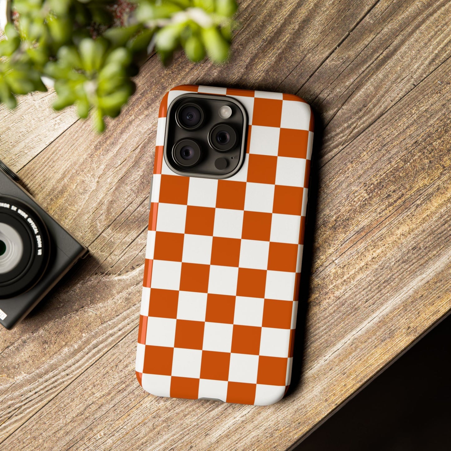 Checkered Phone Case, Checkered Phone Case - iPhone 17 16 15 14 13 12 11 Pro Max  - Trendy Black and Brown Checkerboard