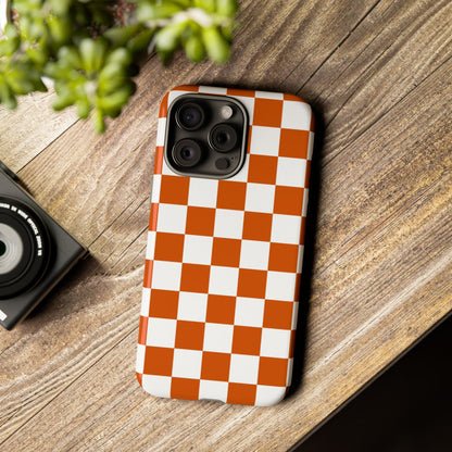 Checkered Phone Case, Checkered Phone Case - iPhone 17 16 15 14 13 12 11 Pro Max  - Trendy Black and Brown Checkerboard
