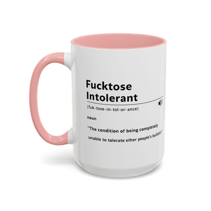 Fucktose Intolerant Definition Mug, Funny Accent Coffee Mug 11oz 15oz, Sarcastic Adult Humor Mug, Gag Gift for Friends