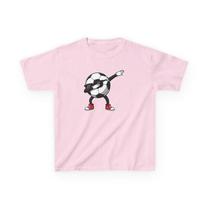 Dabbing Soccer Ball Kids T-Shirt, Cartoon Football Tee for Boys Girls, Sporty Youth Soccer Graphic Shirt, Football Fan shirt