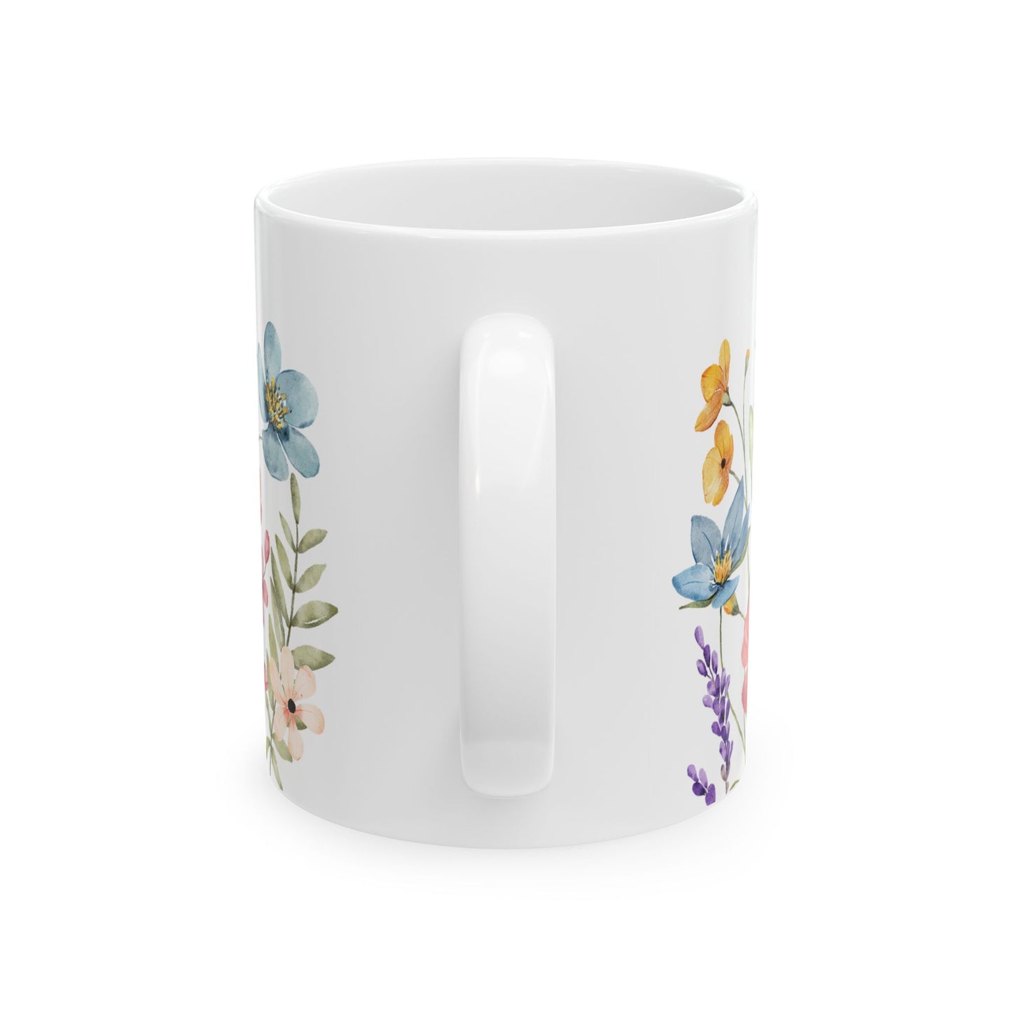 Watercolor Floral Mug Spring Flower Coffee Cup, Botanical Butterfly Mug, Garden Lover Gift, Nature Aesthetic Ceramic Mug Cute Floral Tea Cup