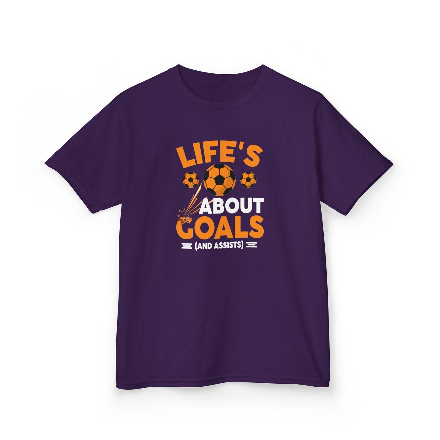 Life's About Goals Kids T-Shirt | Soccer Graphic Tee | Fun Teamwork Shirt for Boys & Girls | Cotton Youth Sports Top, FIFA World Cup 2026
