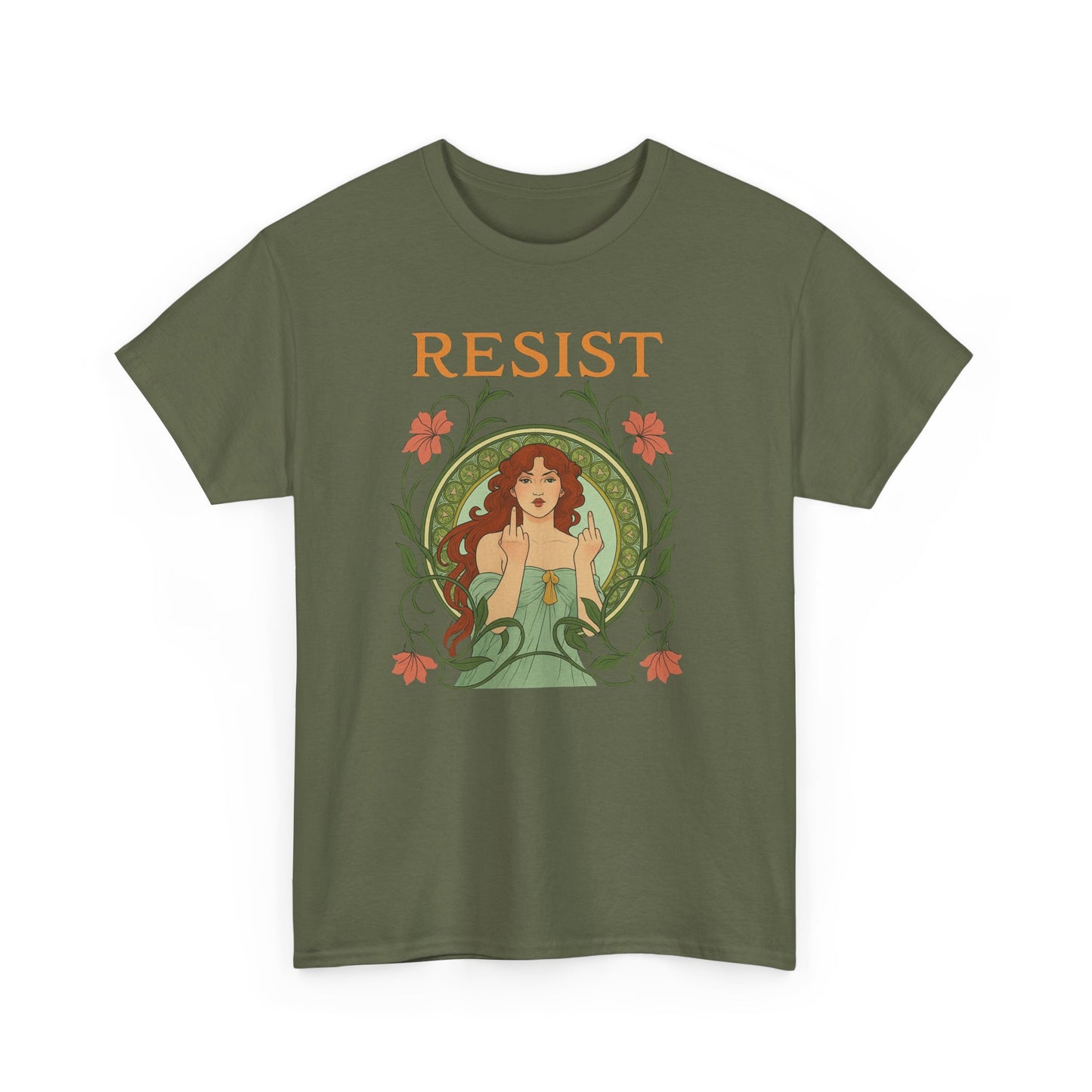 Resist Art Nouveau Woman Tee, Feminist Vintage Shirt, Botanical Activist T-Shirt, Retro Feminism Gift, Empowerment Top, Mucha Anti Trump