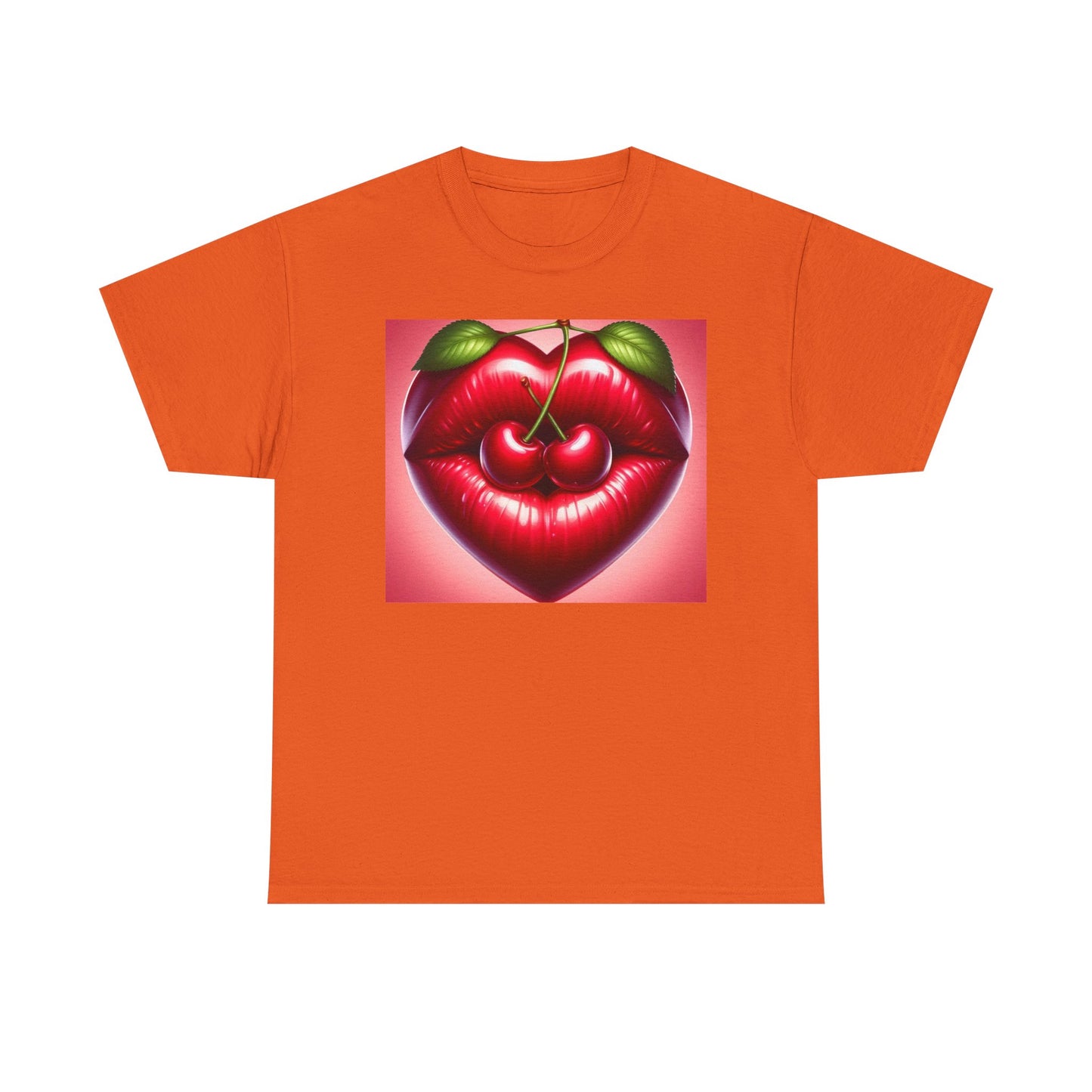 Cherry Lips Heart Graphic Tee, Retro Pop Art T-Shirt, Cute Aesthetic Cotton Shirt, Vintage Style Unisex Tee, Fun Statement Top