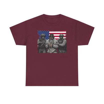 American Flag Soldiers T-Shirt | Patriotic Military Graphic Tee | Veteran Pride Shirt, USA Freedom Apparel Gift