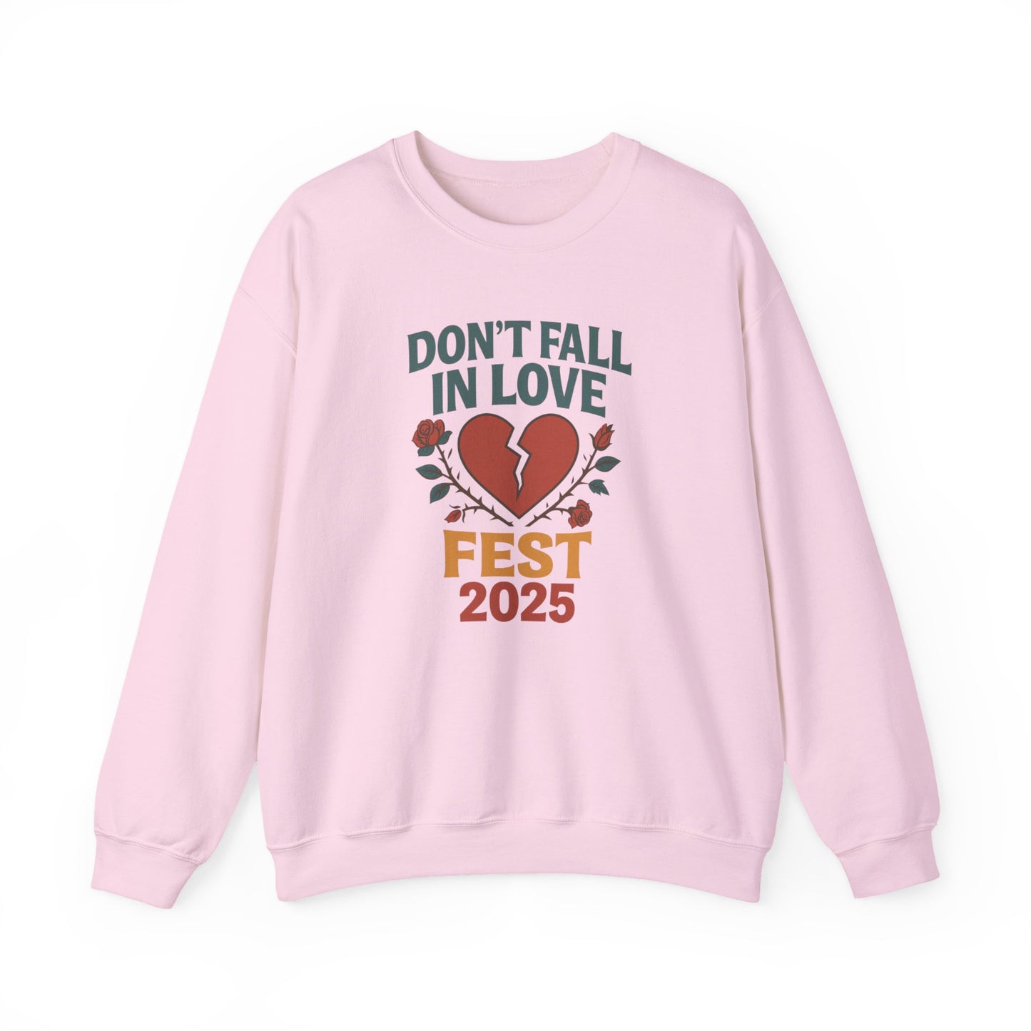 Don't Fall in Love Fest 2025 Sweatshirt, Broken Heart Floral Crewneck, Anti Love Sweater, Festival Aesthetic Pullover, Valentines Gift